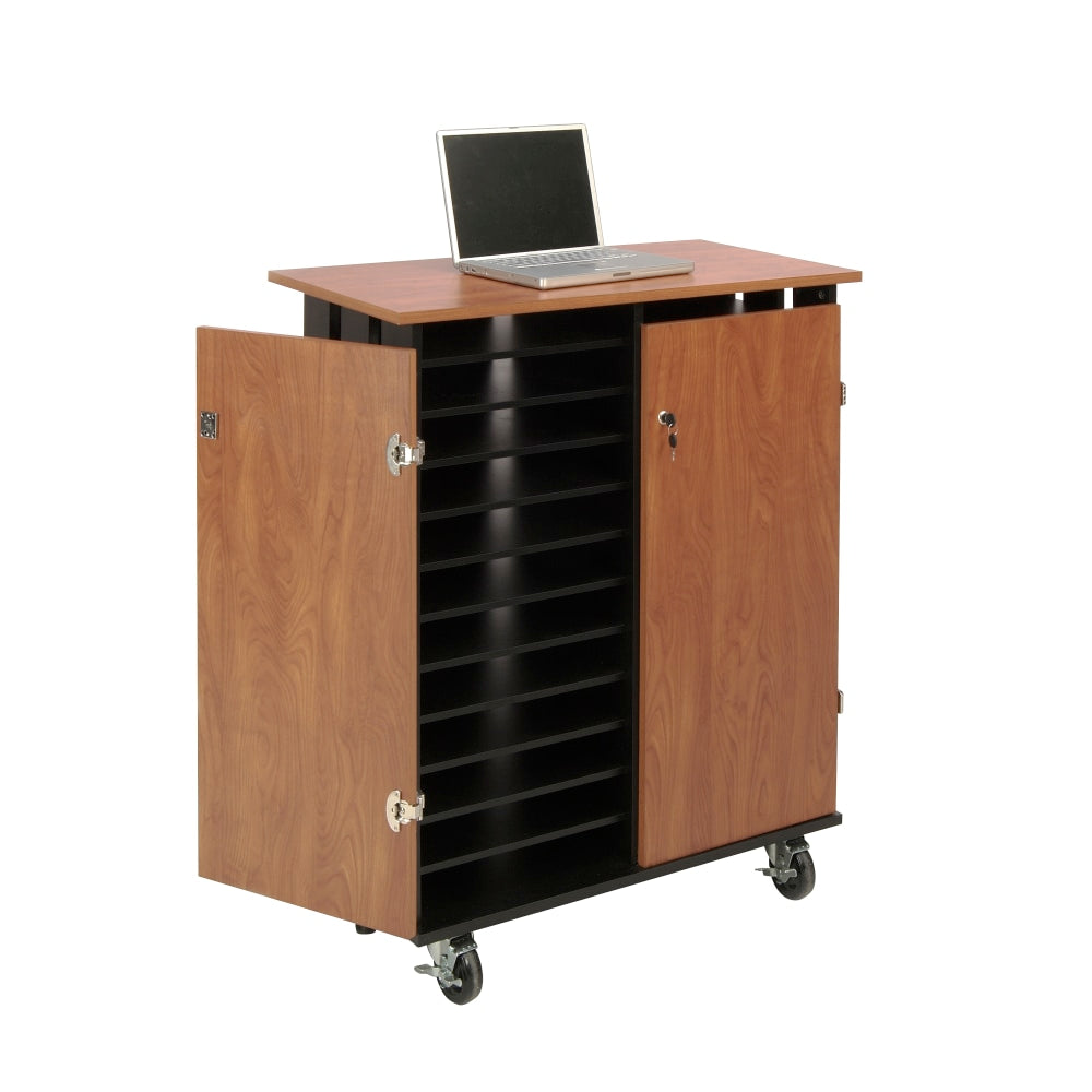 Oklahoma Sound? Laptop Charging/Storage Cart, Cherry/Black