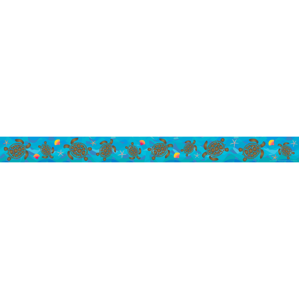 Barker Creek Double-Sided Straight-Edge Border Strips, Kai Ola Sea Turtles, 3in x 35in, Set Of 12 Strips