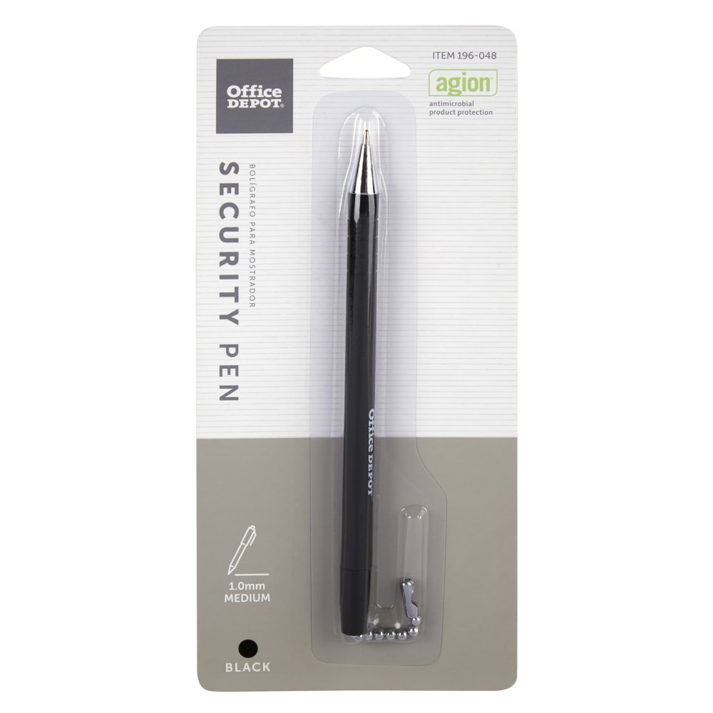 Office Depot Brand Security Counter Pen With Antimicrobial Protection, Refill, Medium Point, 1.0 mm, Black Ink