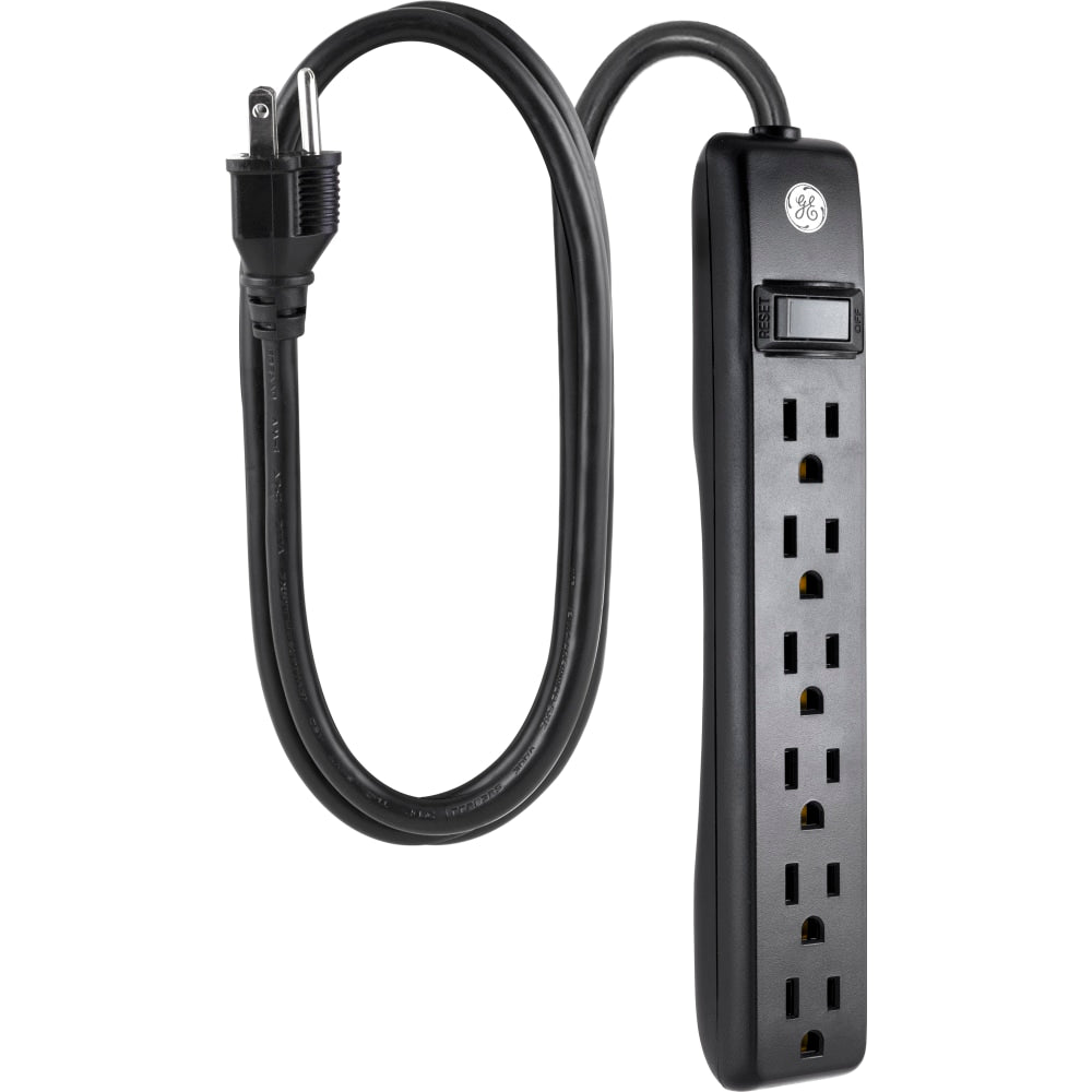 GE 6-Outlet Power Strip, 6ft Cord, Black