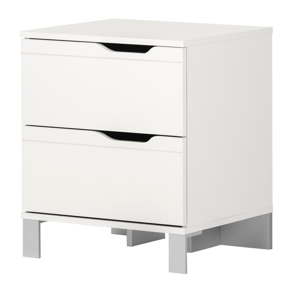 South Shore Kanagane 2-Drawer Nightstand, 23inH x 19-1/2inW x 17inD, Pure White