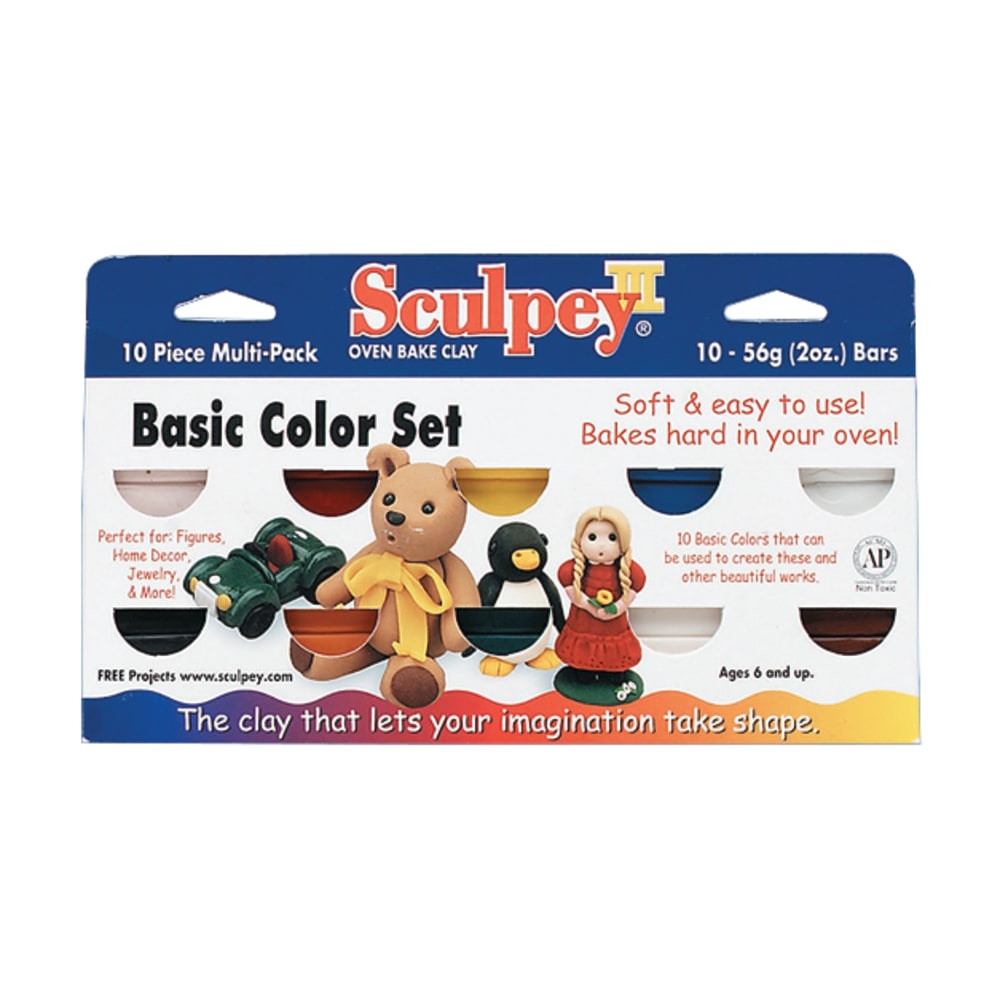 Sculpey III Multipacks Clay, 2 Oz, Brights, Set Of 10