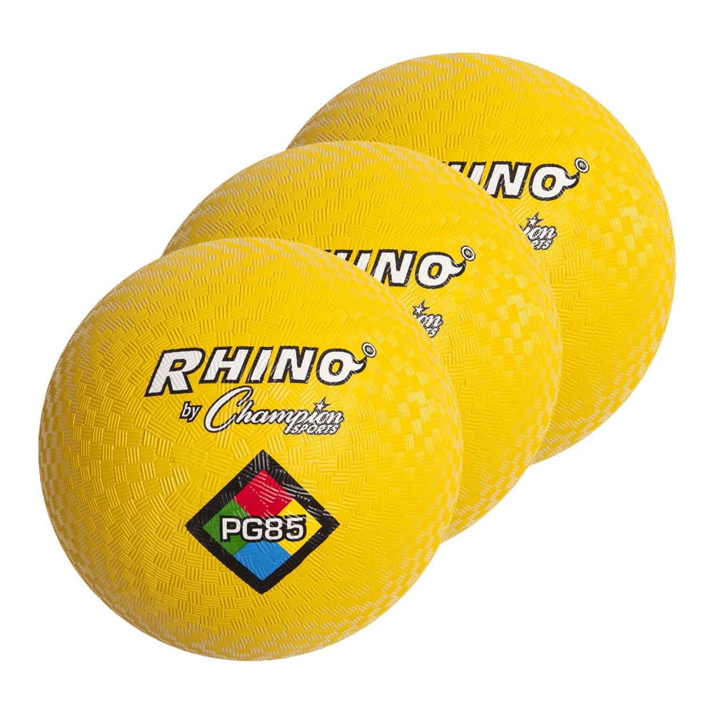 Champion Sports Playground Balls, 8-1/2in, Yellow, Pack Of 3 Balls