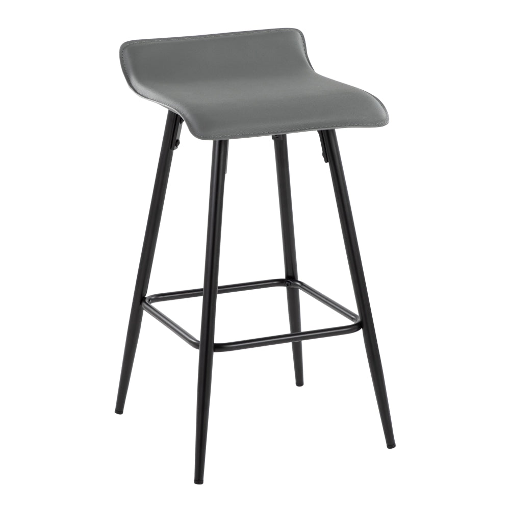 LumiSource Ale Faux Leather Counter Stools, Gray/Black, Set Of 2 Stools