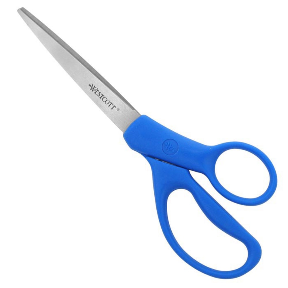 Westcott All Purpose Preferred Stainless Steel Scissors, 8in, Pointed, Blue