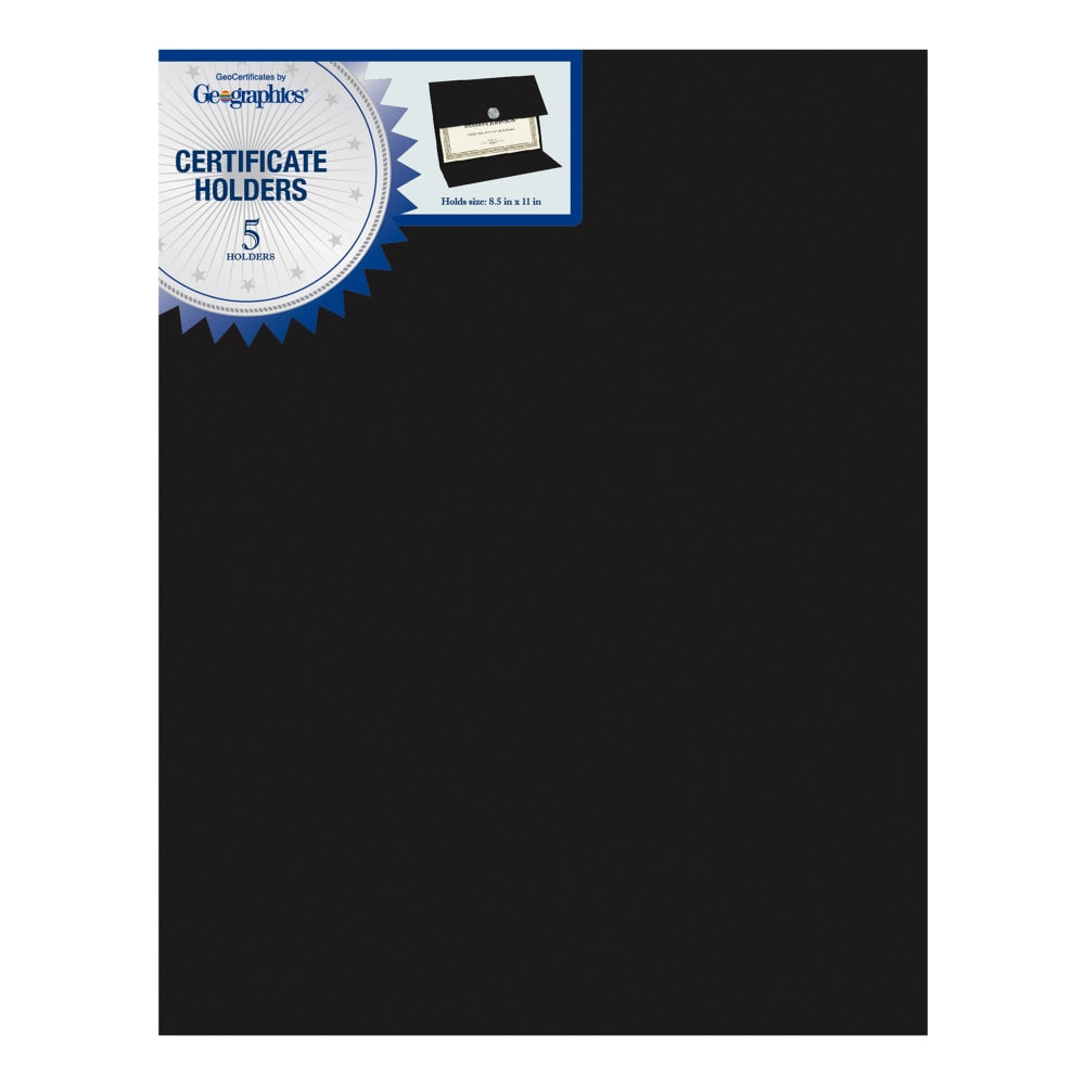 Geographics Recycled Certificate Holder - Black - 30% Recycled - 5 / Pack