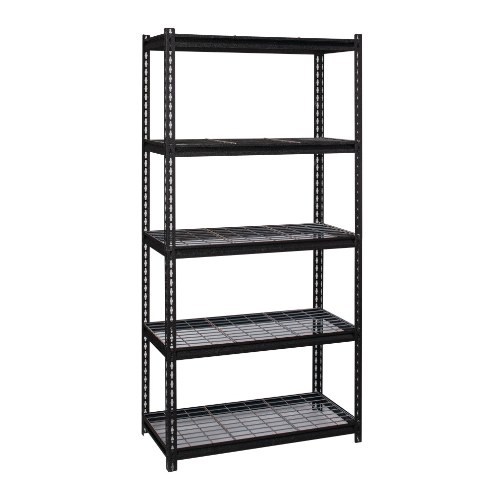 Hirsh Iron Horse 2300 Steel Wire Deck Shelving Unit, 5 Shelves, 72inH x 36inW x 18inD, Black