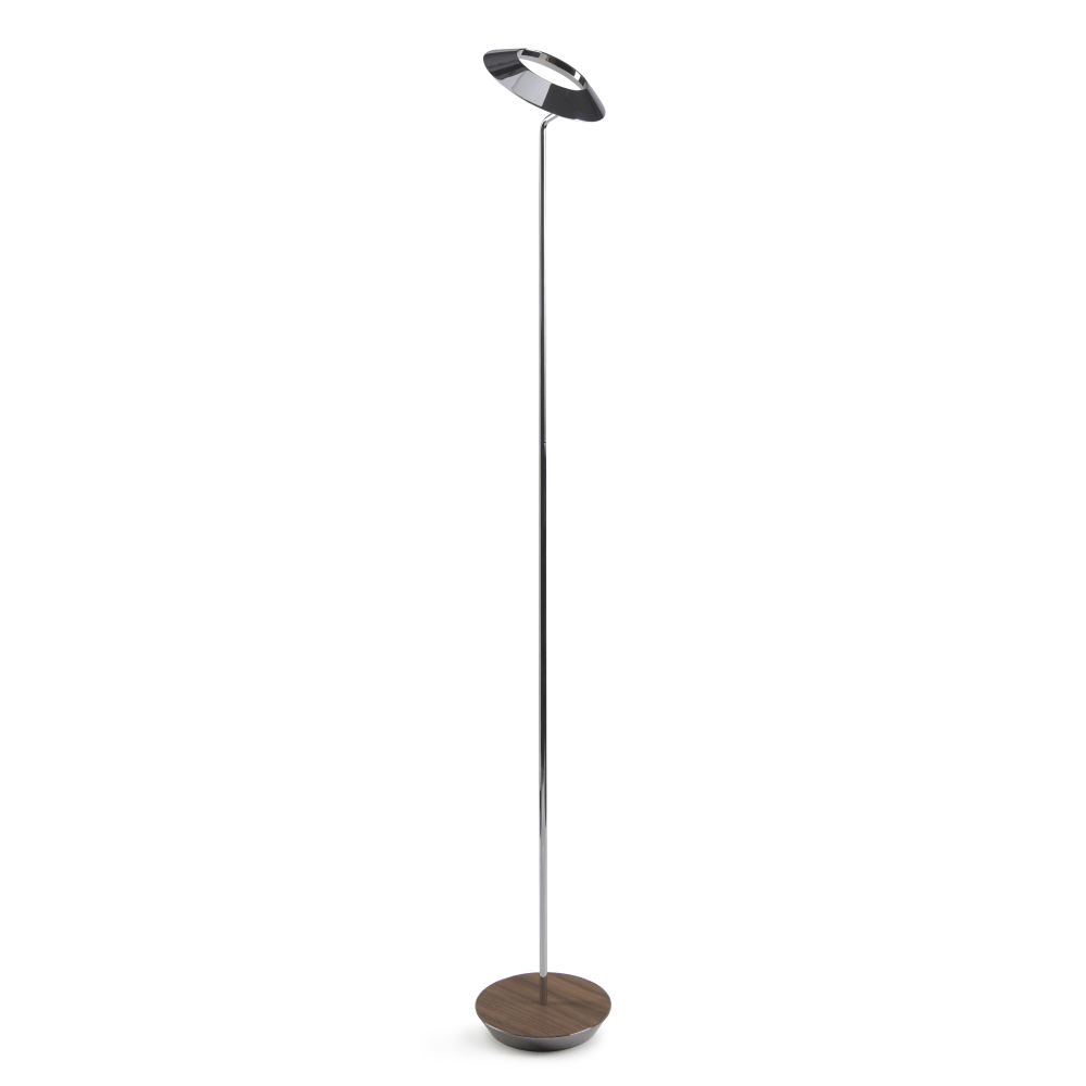 Koncept Royyo LED Floor Lamp, 45-1/2inH, Chrome Body/Oiled Walnut Base