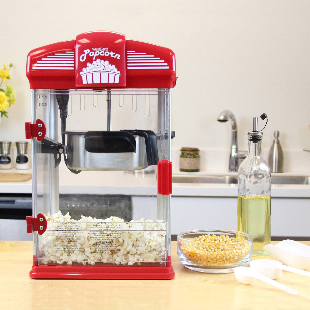 West Bend Popcorn Maker, 17-3/4inH x 10-11/16inW x 10-7/8inD, Red