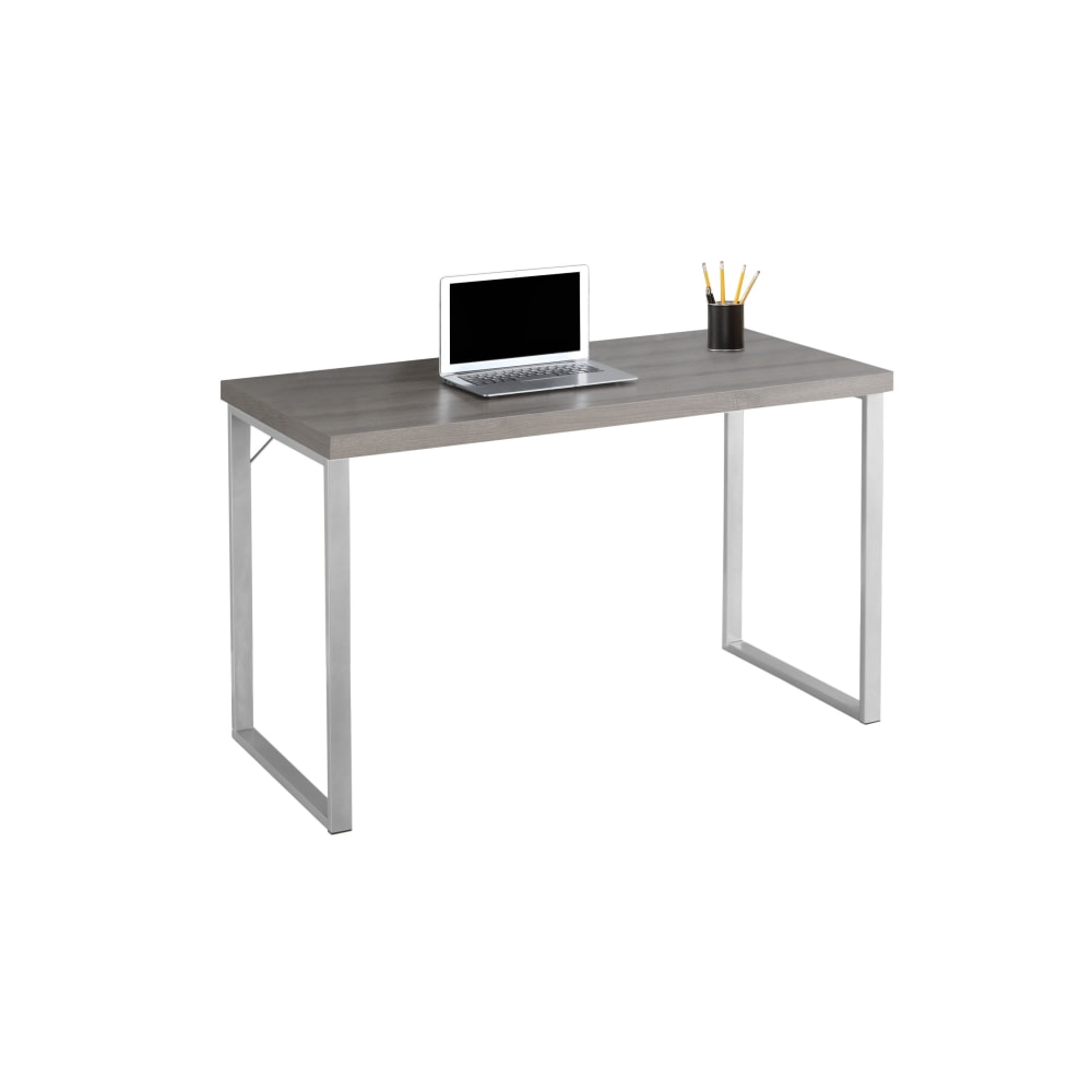 Monarch Specialties Contemporary 48inW Computer Desk, Dark Taupe/Silver