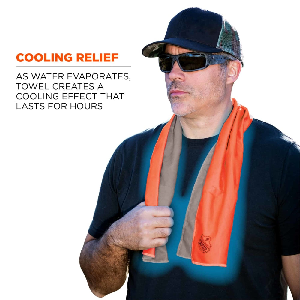 Ergodyne Chill-Its 6602MF Evaporative Microfiber Cooling Towel, Orange