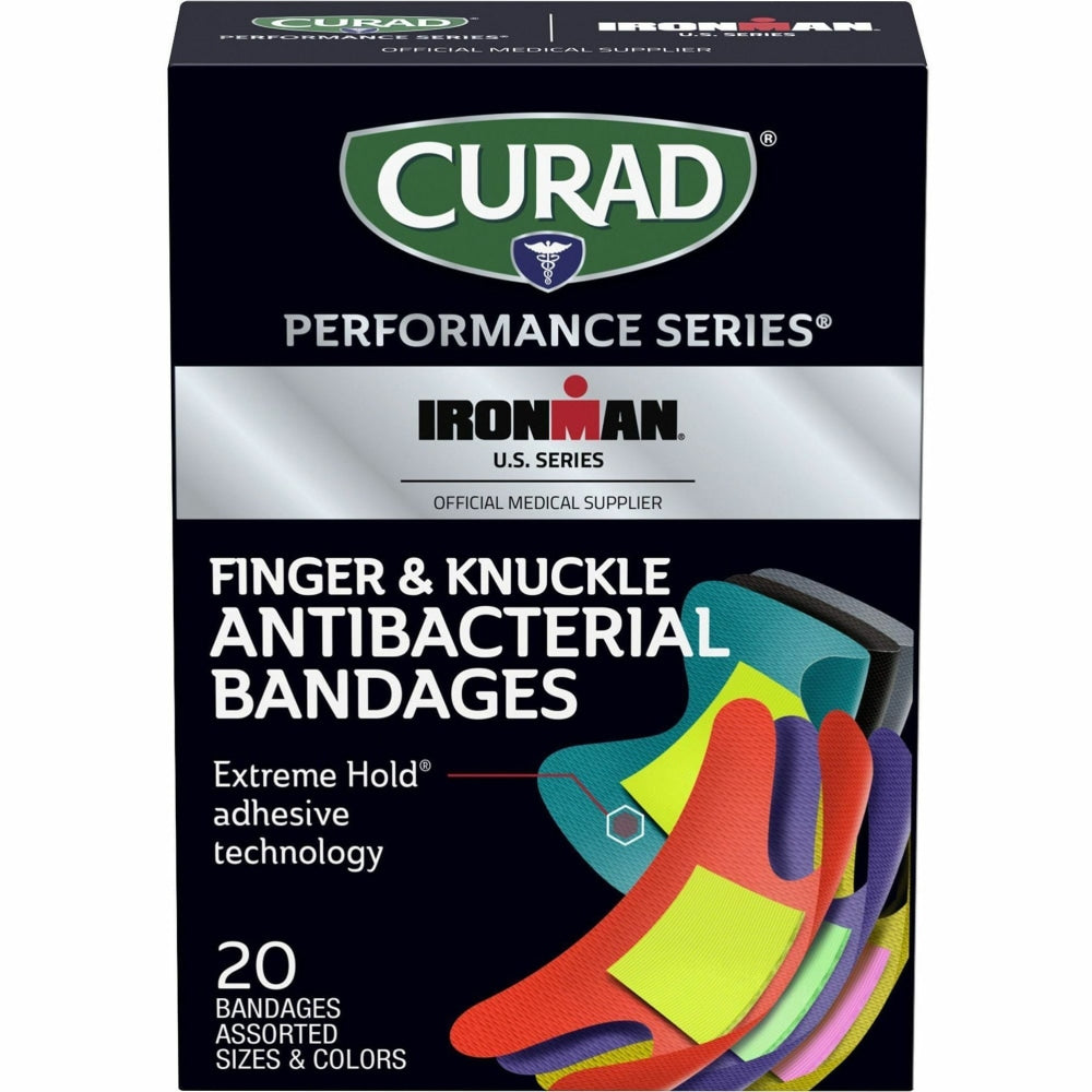 Curad Finger/Knuckle Antibacterial Bandage - Assorted Sizes - 1Box - Assorted - Fabric