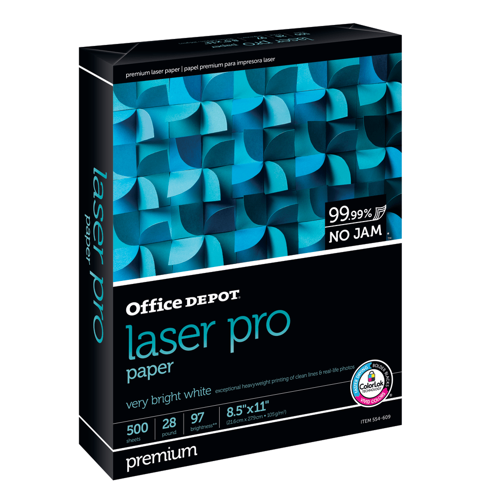 Office Depot Laser Pro Paper, White, Letter Size (8 1/2in x 11in), Ream Of 500 Sheets, 28 Lb, 97 Brightness