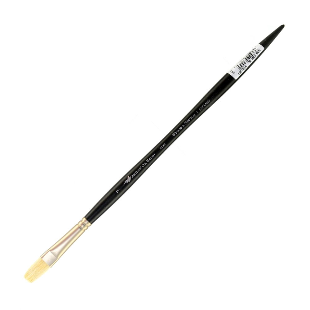 Winsor & Newton Artists Oil Paint Brush, Size 7, Flat Bristle, Hog Hair, Black