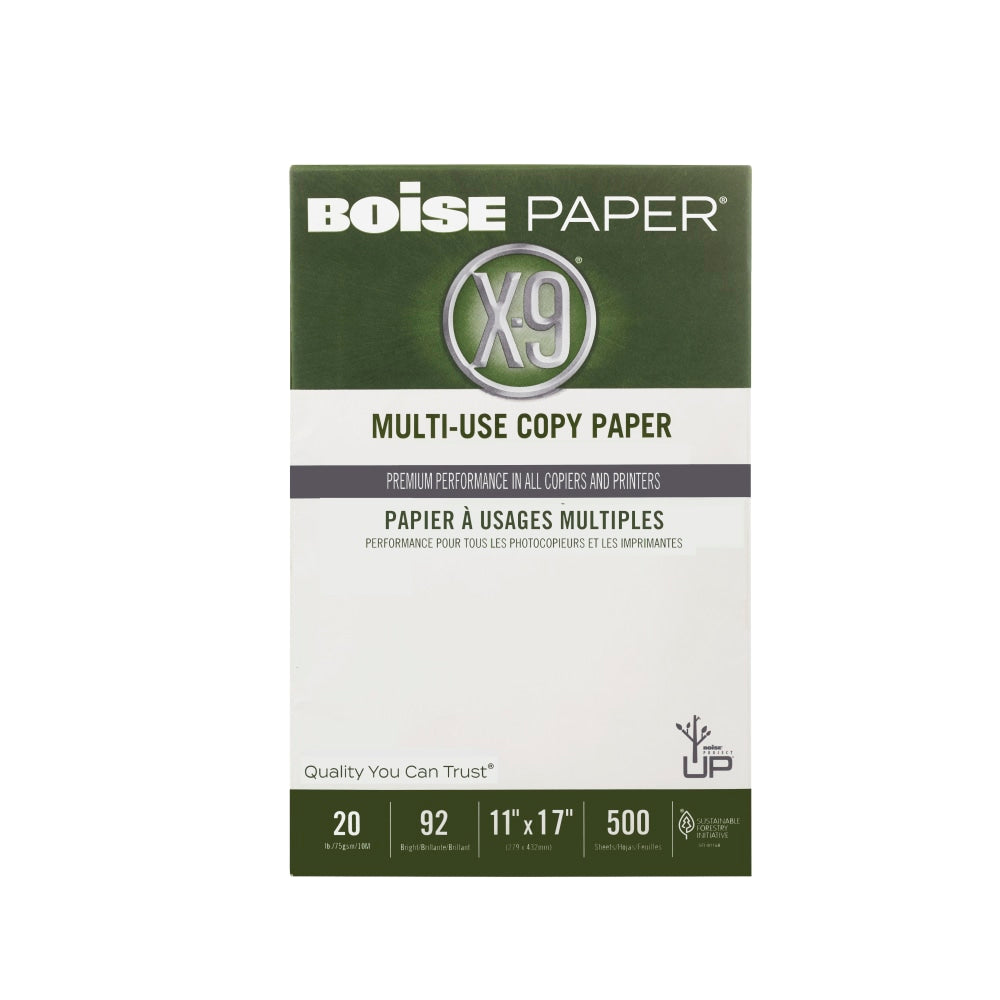 Boise X-9 Multi-Use Printer & Copy Paper, White, Ledger (11in x 17in), 500 Sheets Per Ream, 20 Lb, 92 Brightness