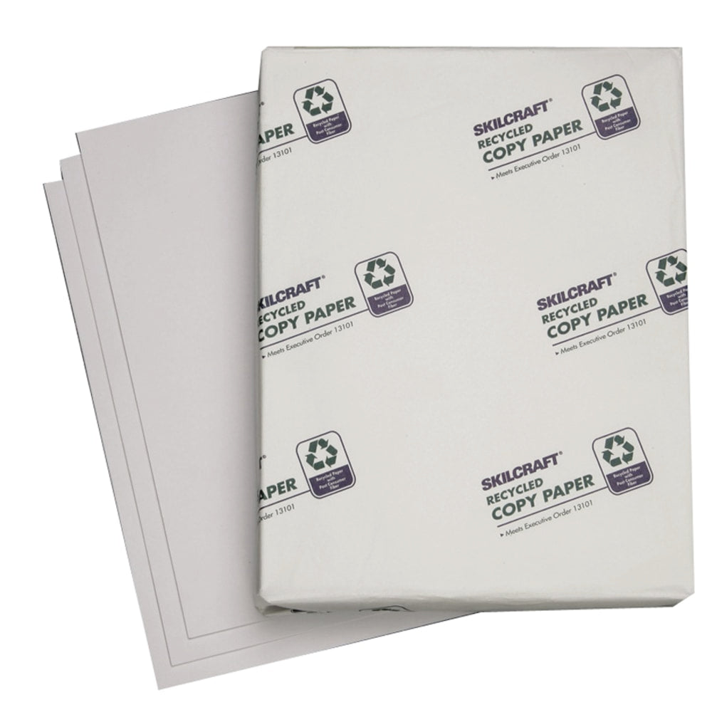 SKILCRAFT Xerographic Paper, White, Letter (8.5in x 11in), 5000 Sheets Per Case, 92 Brightness, 50% Recycled (AbilityOne 7530-01-200-2203), Case Of 10 Reams