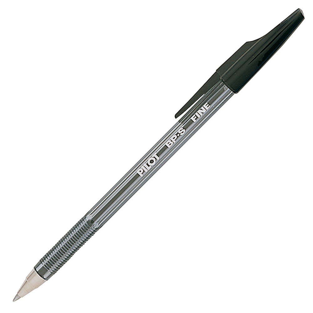 Pilot Better Ballpoint Pens, Fine Point, 0.7 mm, Black Barrel, Black Ink, Pack Of 12