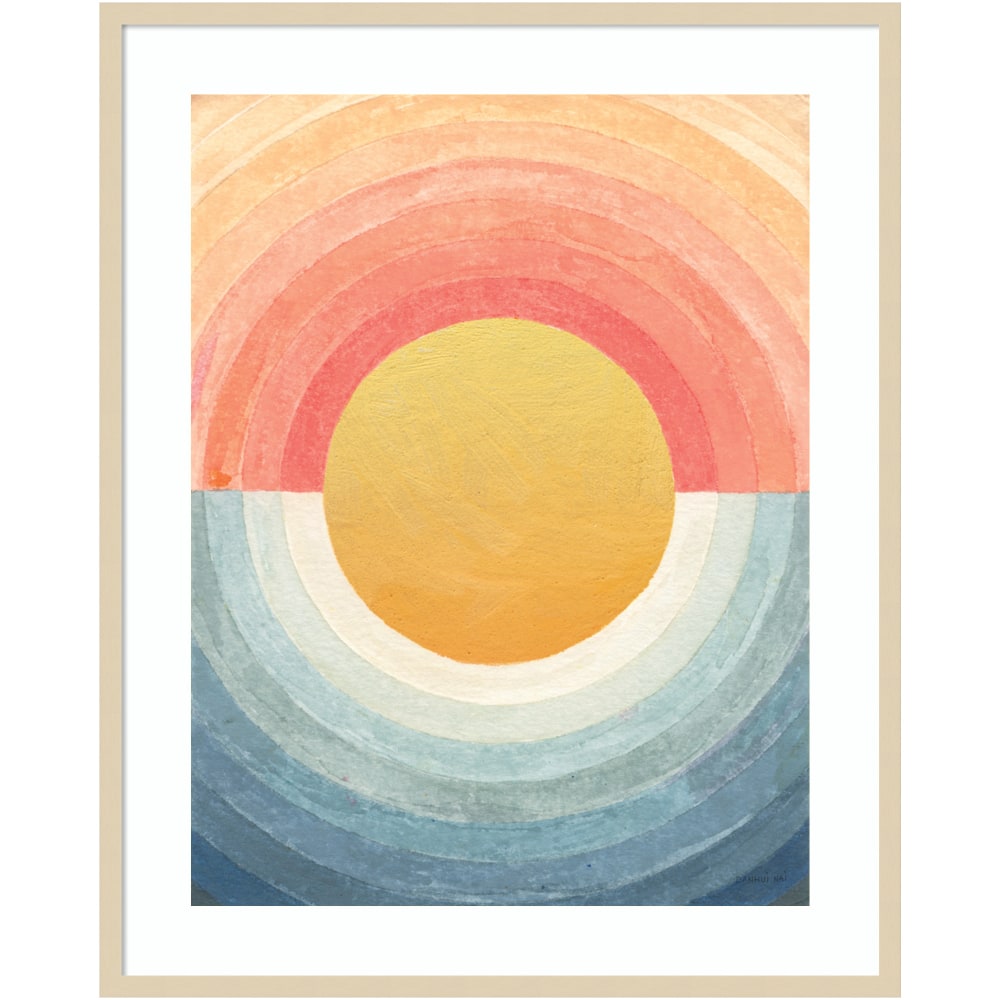 Amanti Art Retro Vibes Abstract Sun by Danhui Nai Wood Framed Wall Art Print, 33inW x 41inH, Natural