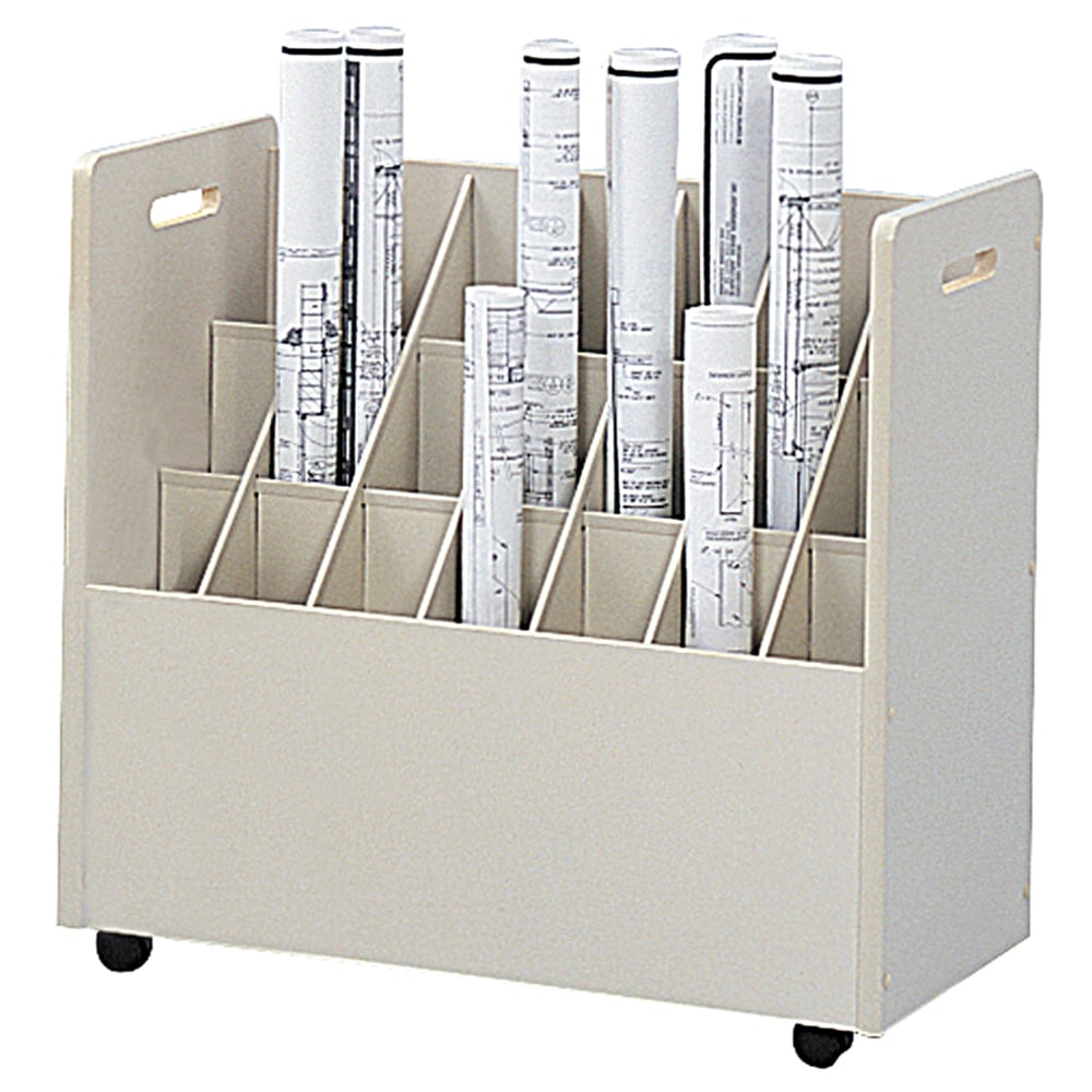 Safco Mobile Roll File, 21 Compartments, 3 3/4in Tubes