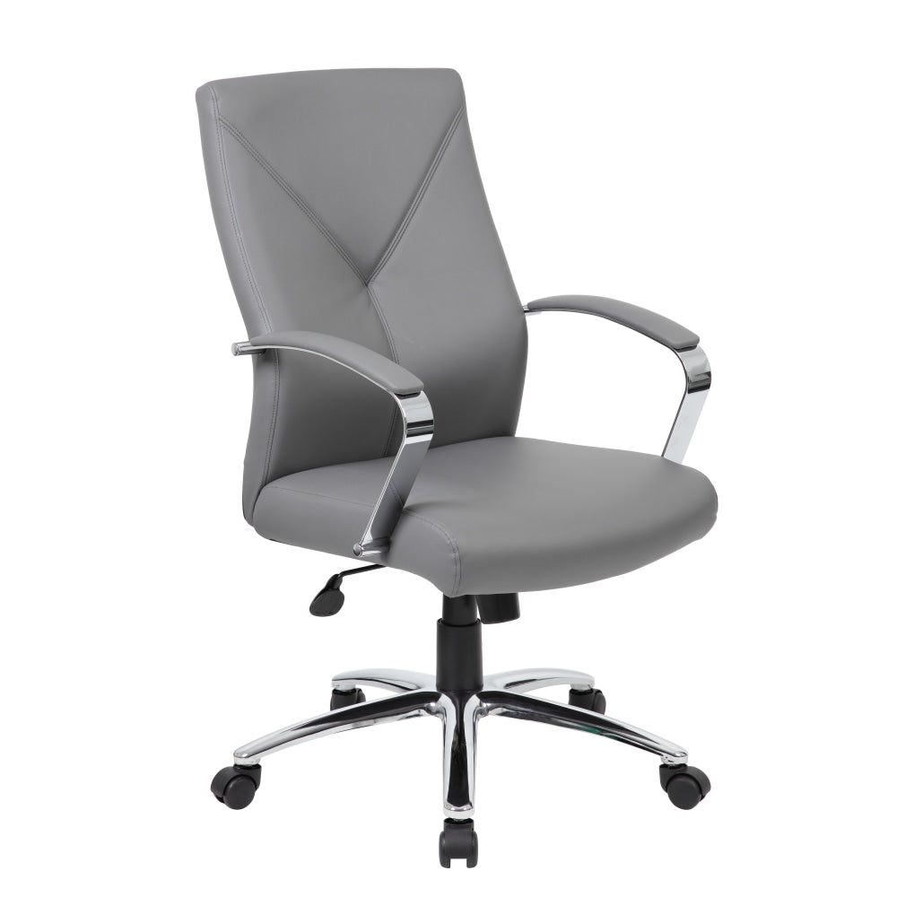 Boss Office Products Ergonomic High-Back Chair, Gray/Chrome/Gray