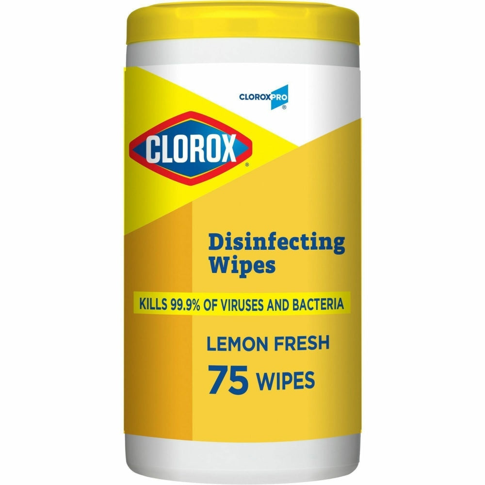 CloroxPro Disinfecting Wipes - Ready-To-Use - Lemon Fresh Scent - 75 / Canister - 240 / Bundle - Yellow