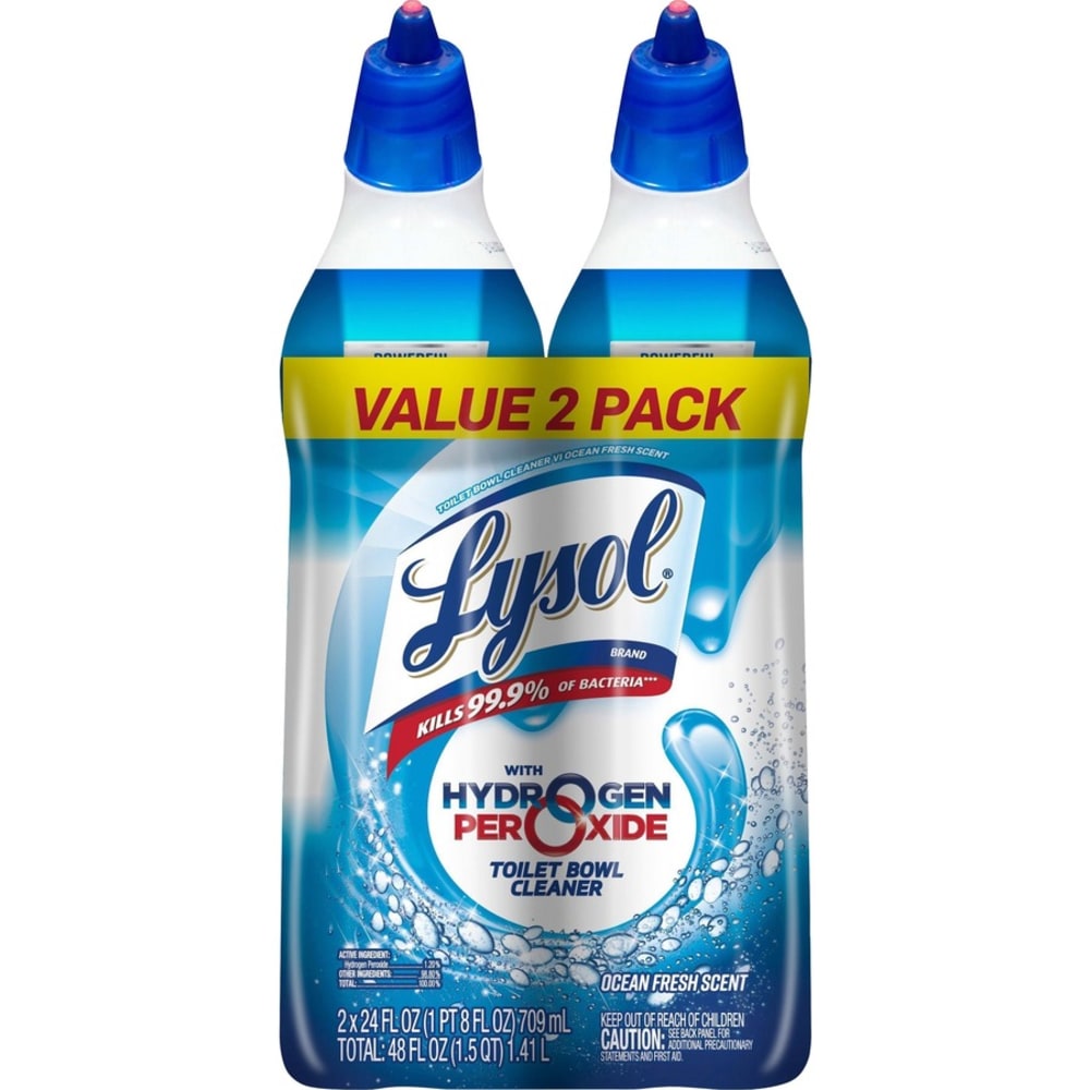 Lysol Hydrogen Peroxide Toilet Cleaner - 24 fl oz (0.8 quart) - Ocean Fresh Scent - 8 / Carton - Blue