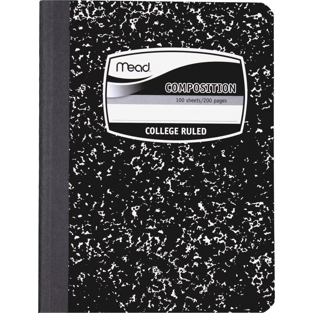 Mead Composition Book, 7-1/2in x 9-3/4in, 100 Sheets, Black Marble