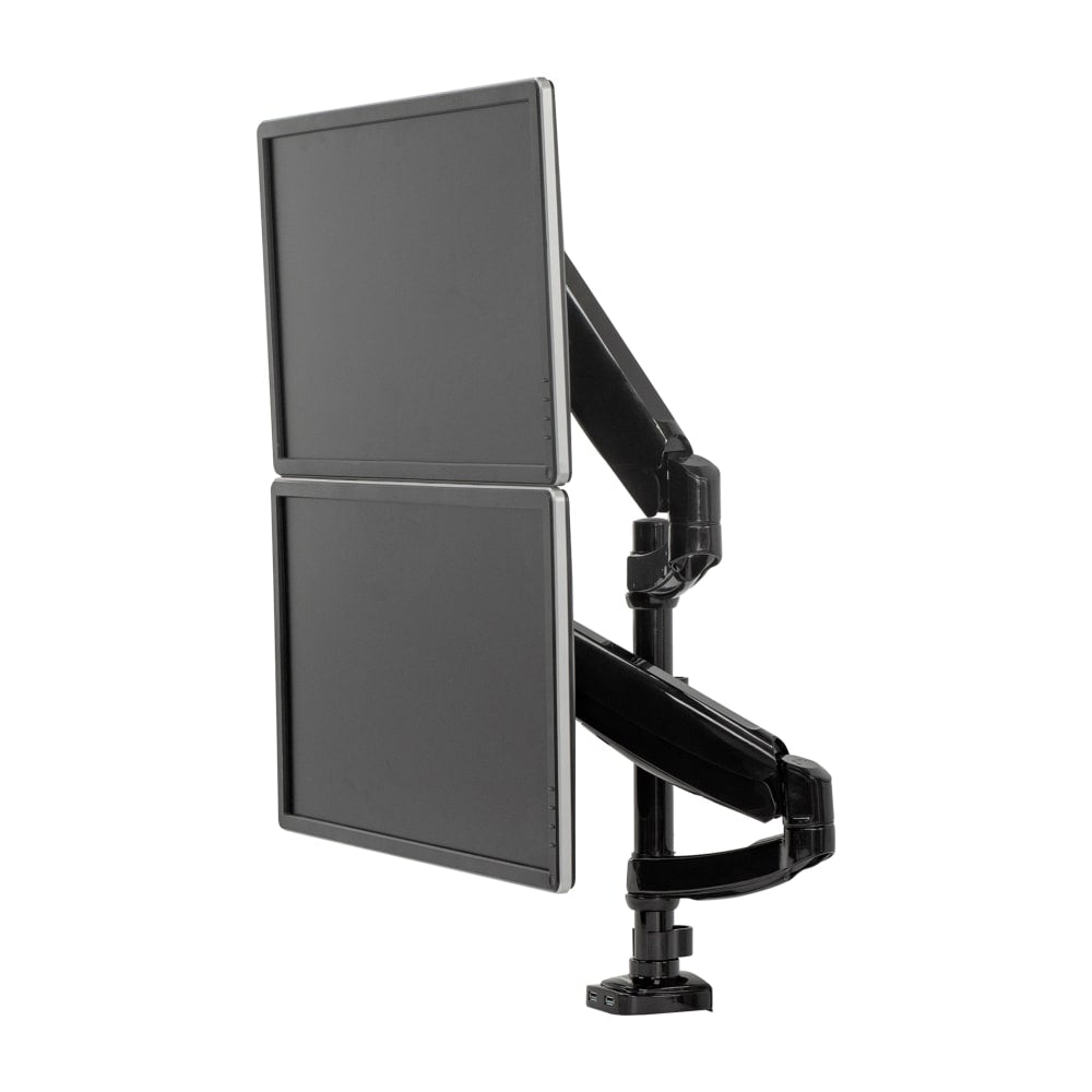 Fellowes Platinum Series Dual-Stacking Arm For Monitors Up To 27in, 27 3/16inH x 35 3/8inW x 3 1/4inD, Black, 8043401