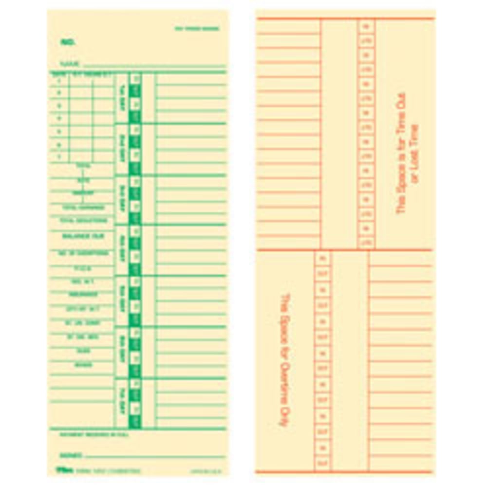 TOPS Time Cards (Replaces Original Card 10-800762), Numbered Days, 2-Sided, 9in x 3 1/2in, Box Of 500