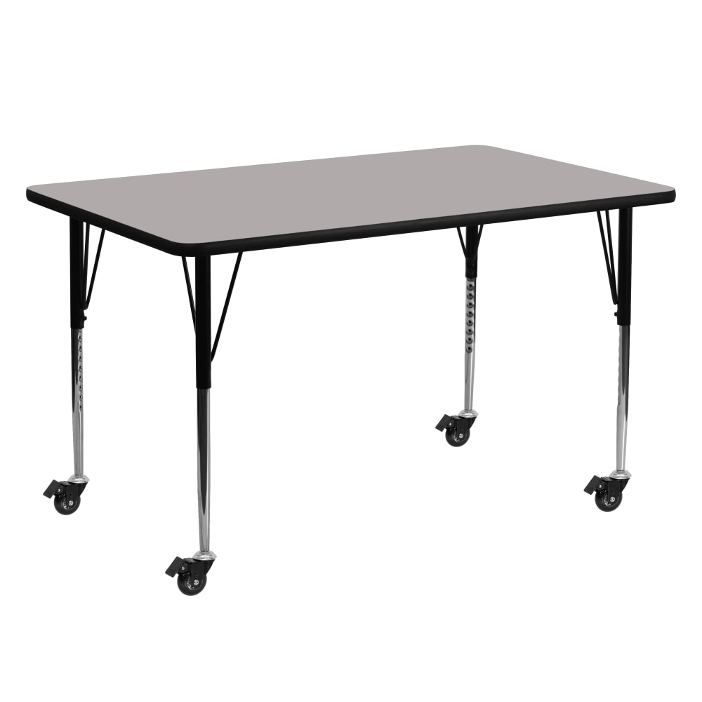 Flash Furniture Mobile Rectangular HP Laminate Activity Table, 24ft"W x 60ftL, Gray