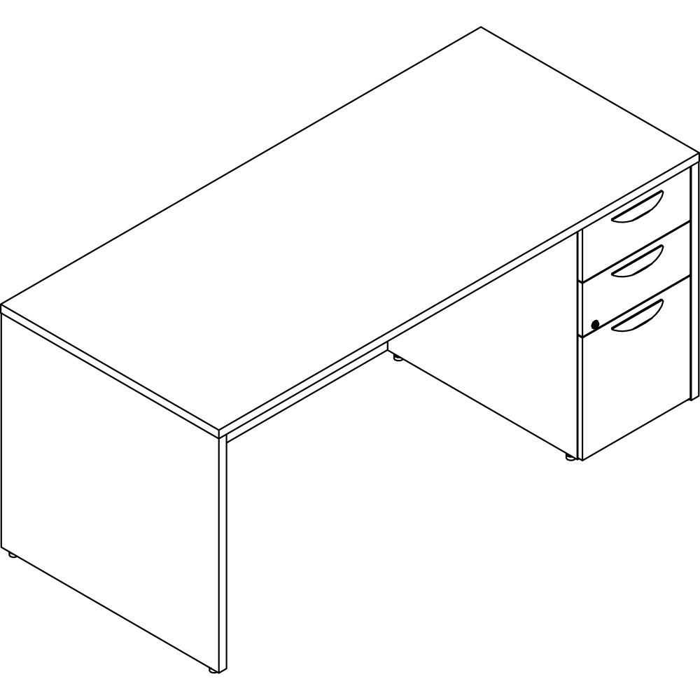 Lorell Prominence 2.0 66inW Right-Pedestal Computer Desk, 95% Recycled, Gray Elm