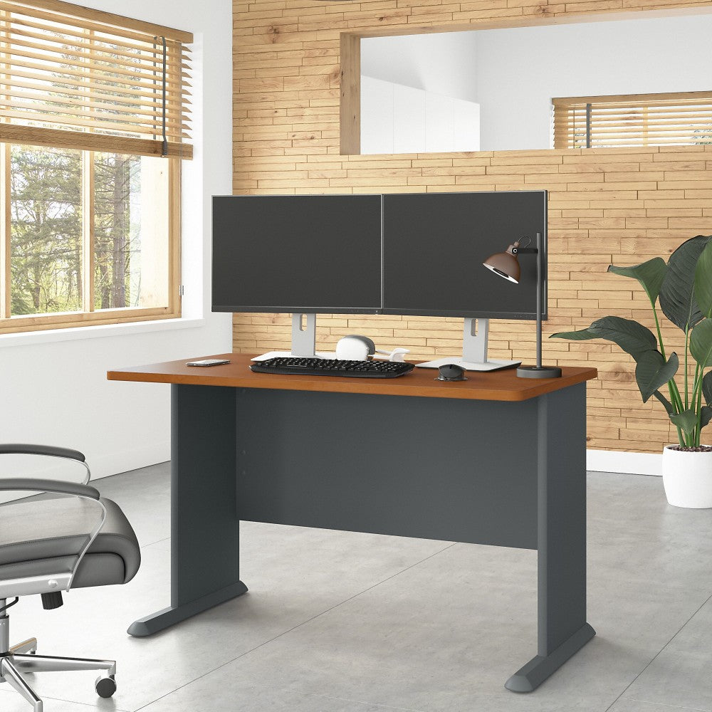 Bush Business Furniture Office Advantage 48inW Computer Desk, Natural Cherry/Slate, Standard Delivery