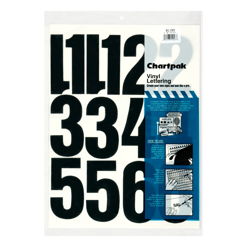 Chartpak Pickett Vinyl Numbers, 4in, Black