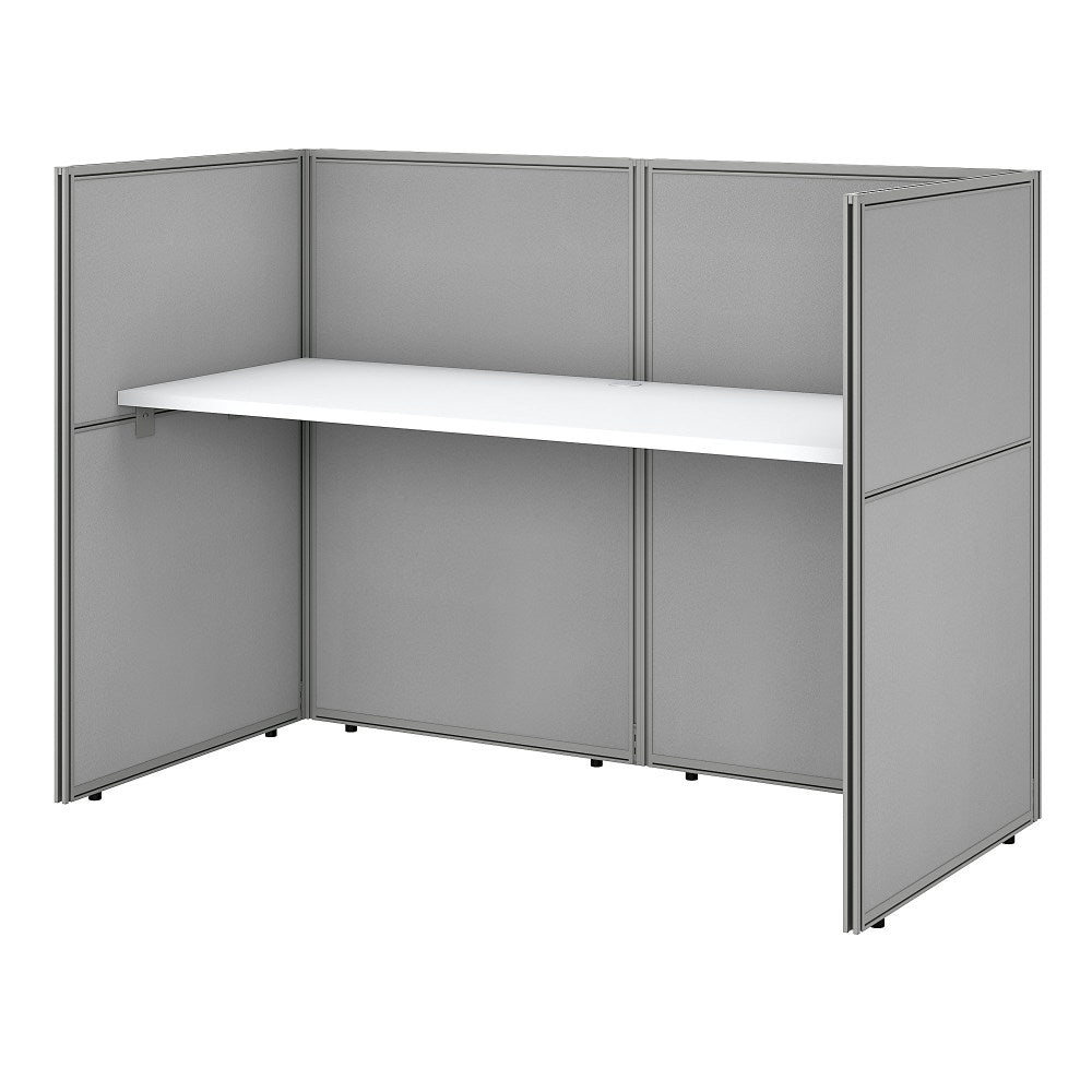 Bush Business Furniture Easy Office 60inW Cubicle Desk Workstation With 45inH Closed Panels, Pure White/Silver Gray, Standard Delivery