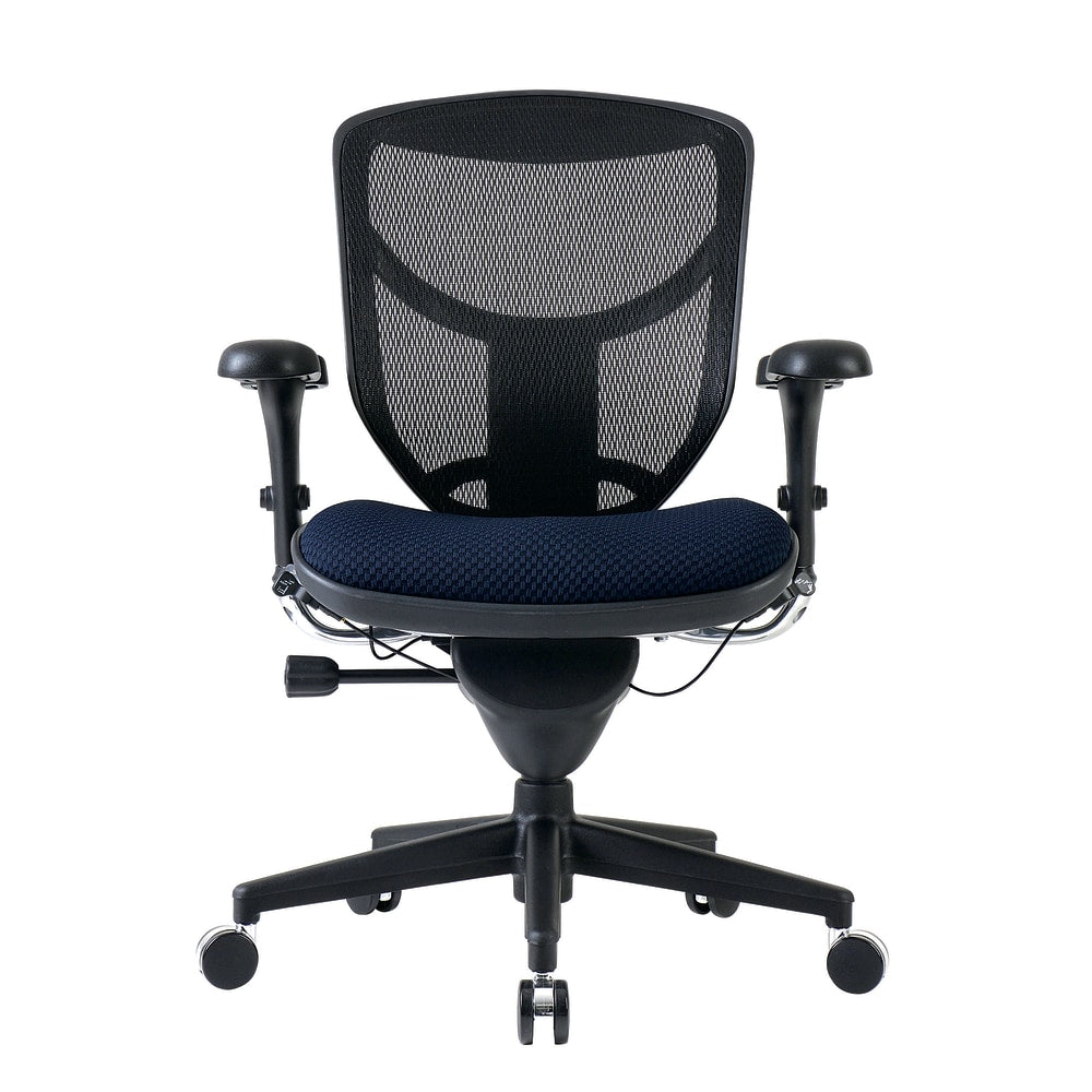 WorkPro Quantum 9000 Series Ergonomic Mesh/Premium Fabric Mid-Back Chair, Black/Navy, BIFMA Compliant