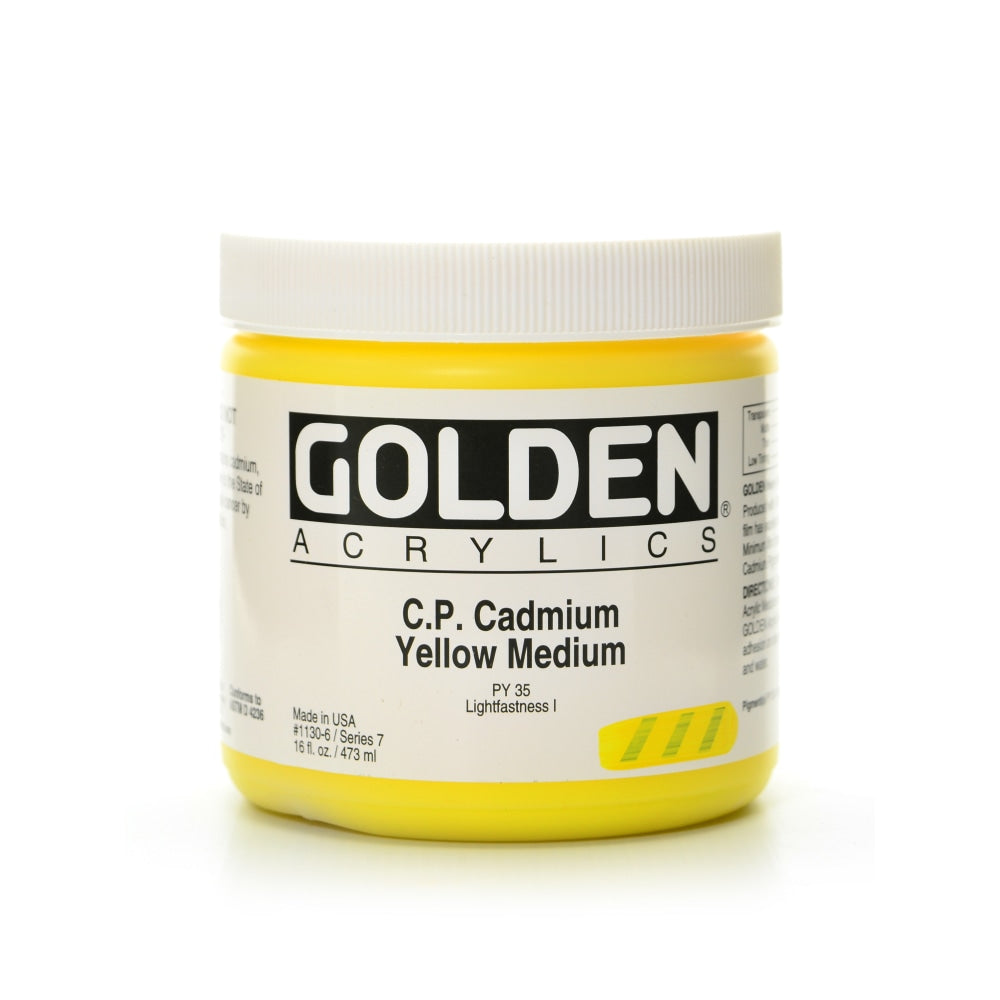 Golden Heavy Body Acrylic Paint, 16 Oz, Cadmium Yellow Medium (CP)