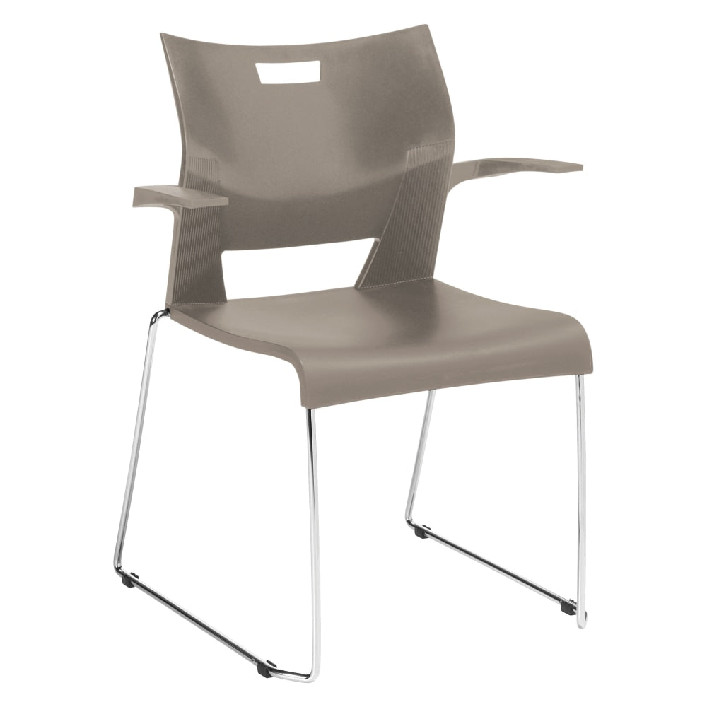 Global Duet Stacking Chair With Arms, Latte Beige/Chrome