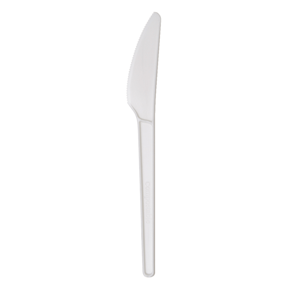 Highmark ECO Compostable Knives, 6-1/2in, White, Case Of 1,000