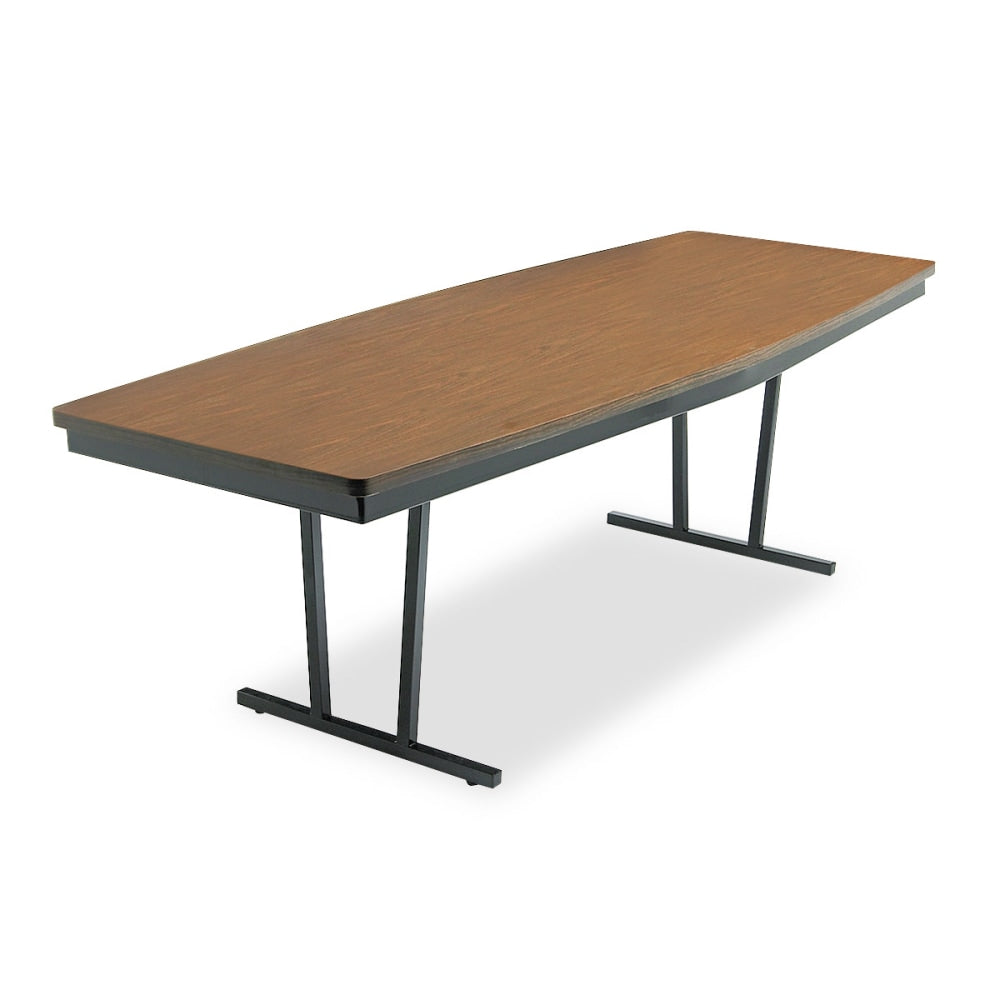 Barricks Foldable Conference Table - High Pressure Laminate (HPL) Boat, Walnut Top - 96in Table Top Length x 36in Table Top Width x 1.25in Table Top Thickness - 30in Height