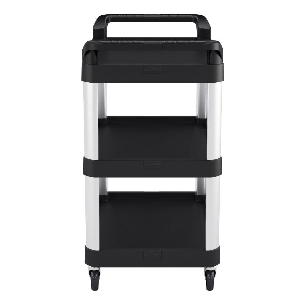 Suncast Commercial 3-Shelf Service Cart, Black/Silver