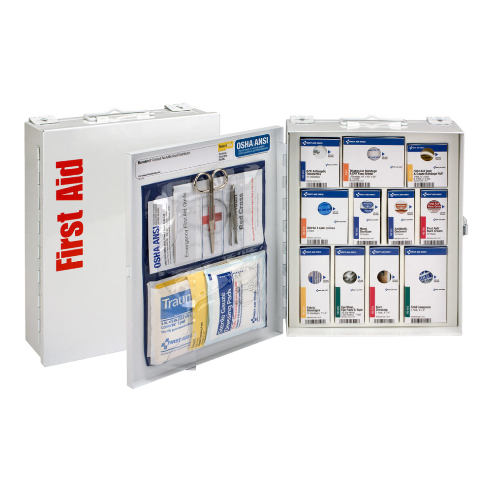 First Aid Only SmartCompliance Metal First Aid Cabinet,Medium, White, 94 Pieces