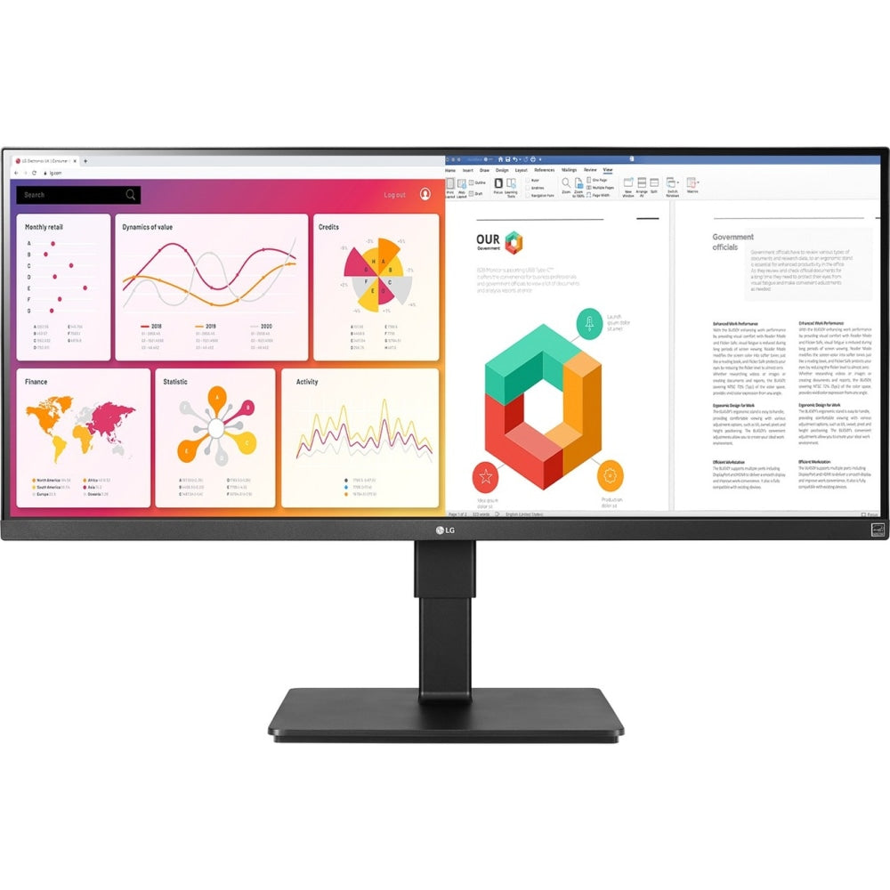 LG Ultrawide 34BN770-B 34in Class QHD LCD Monitor - 21:9 - Matte Black - 34in Viewable - In-plane Switching (IPS) Technology - WLED Backlight - 3440 x 1440 - 16.7 Million Colors - FreeSync - 300 Nit Typical - 5 ms GTG - 75 Hz Refresh Rate - HDMI