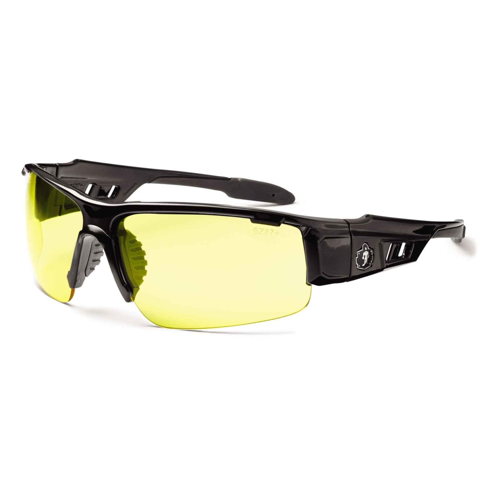 Ergodyne Skullerz Safety Glasses, Dagr, Black Frame, Yellow Lens