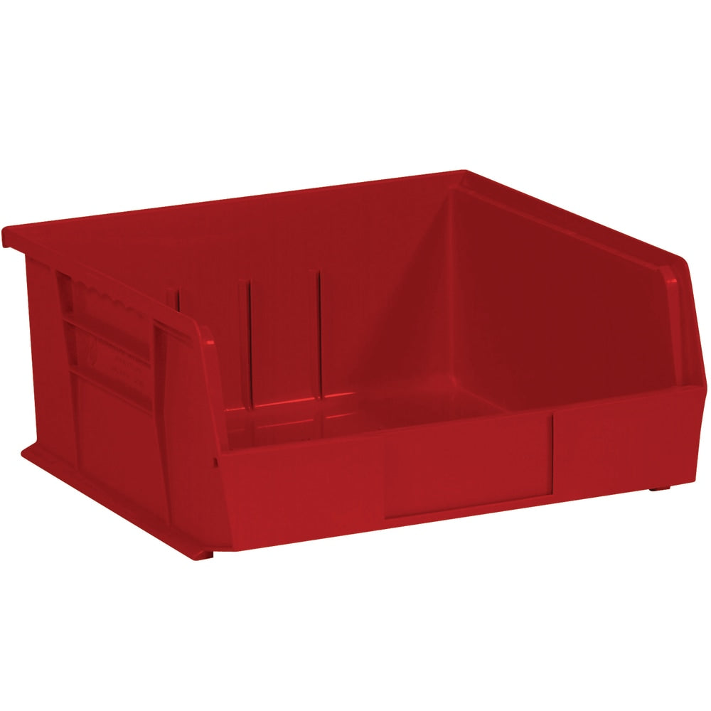 Partners Brand Plastic Stack & Hang Bin Storage Boxes, Small Size, 5in x 11in x 10 7/8in, Red, Case Of 6