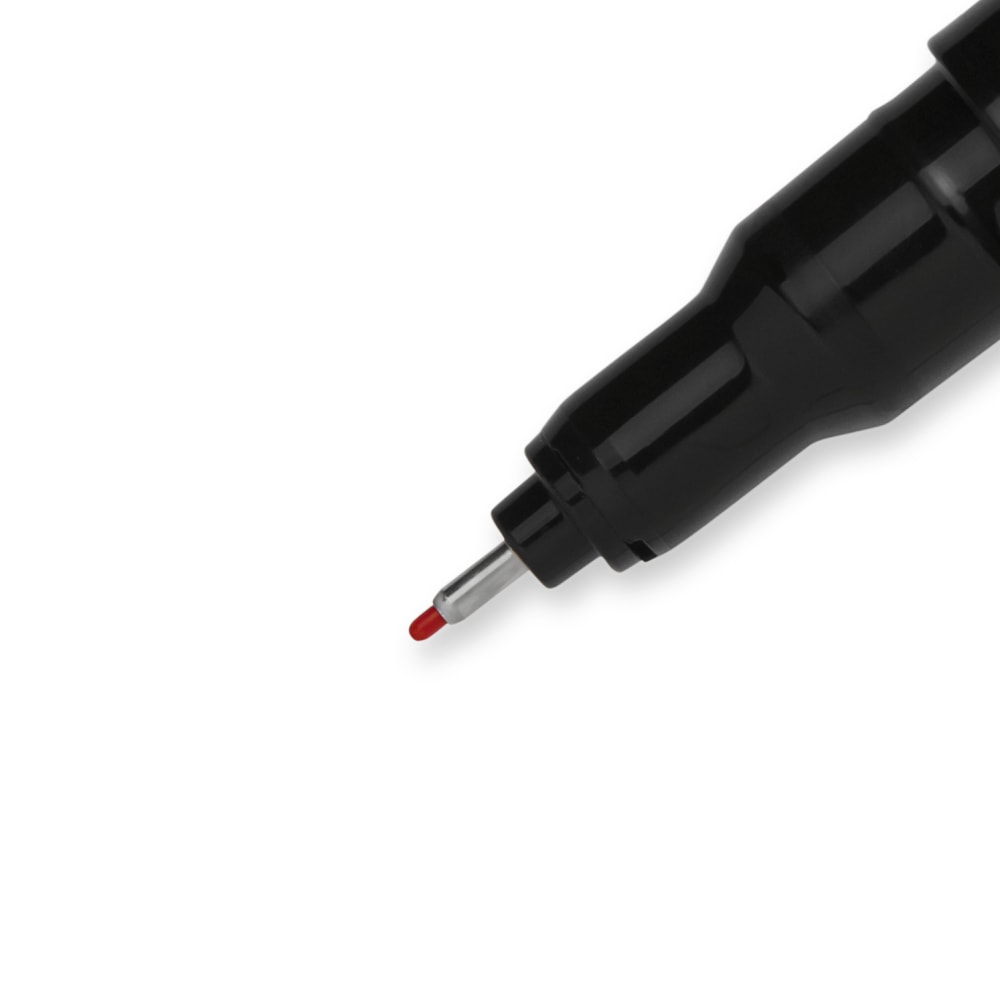 Sharpie Fine-Point Pens, Fine Point, Black Barrels, Red Ink, Pack Of 12