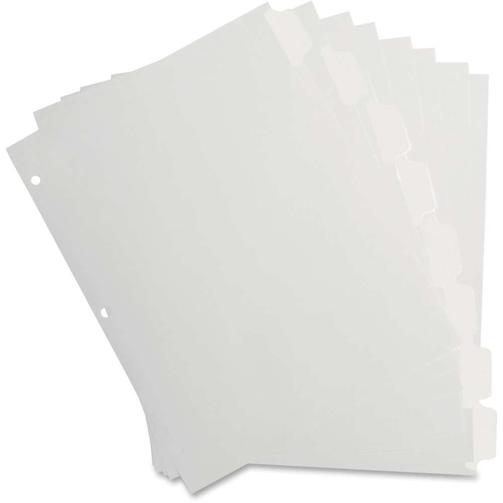 Business Source 8-Tab Indexes, 8-1/2in x 11in, White/Mylar, Set of 8