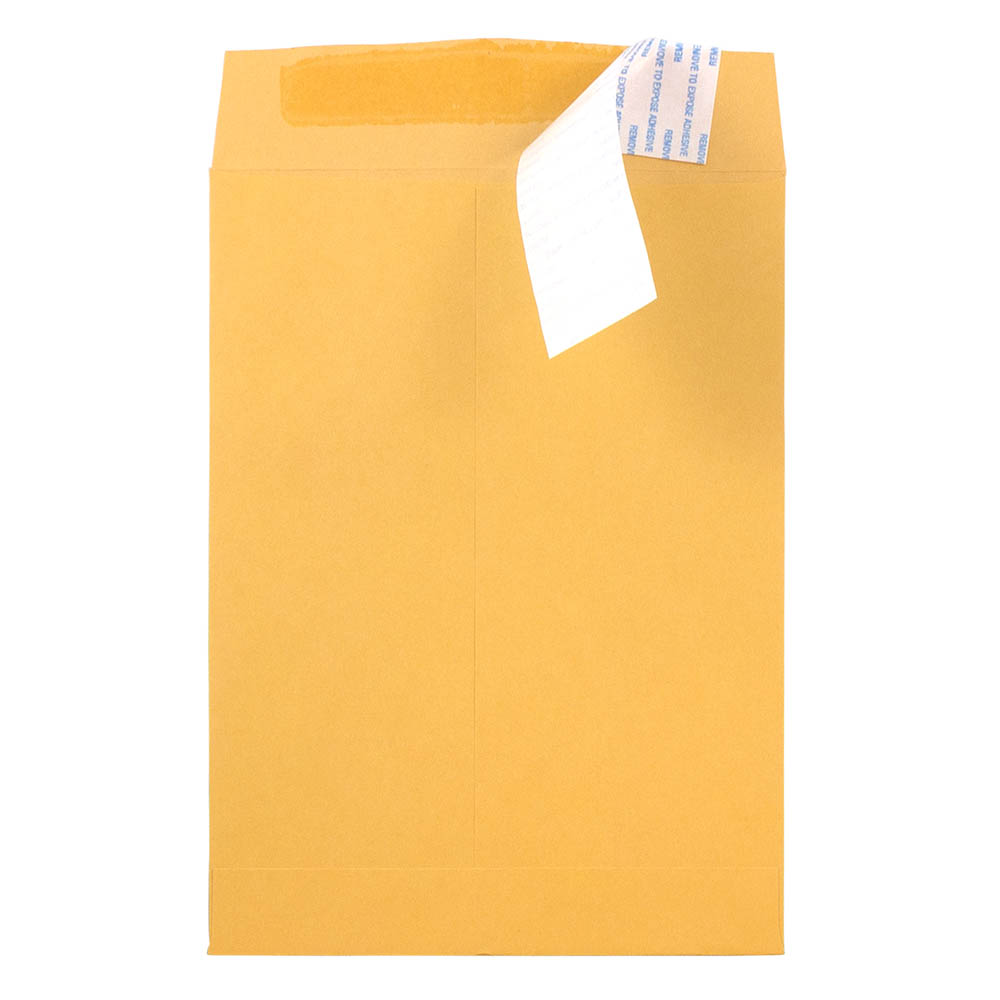 JAM Paper Open-End Envelopes, 6-1/2in x 9-1/2in, Peel & Seal Closure, Brown Kraft, Pack Of 500 Envelopes