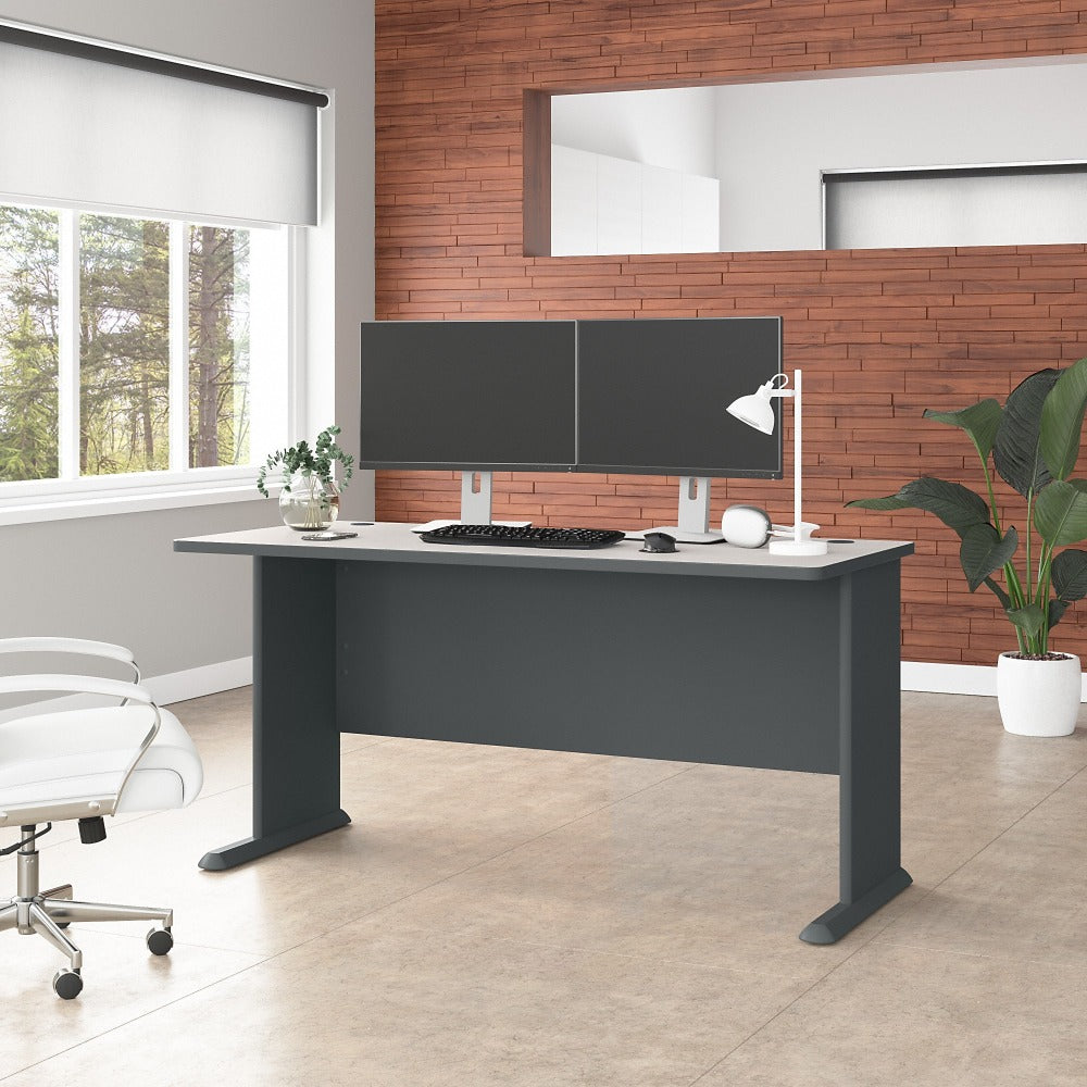 Bush Business Furniture Office Advantage Desk 60inW, Slate/White Spectrum, Standard Delivery