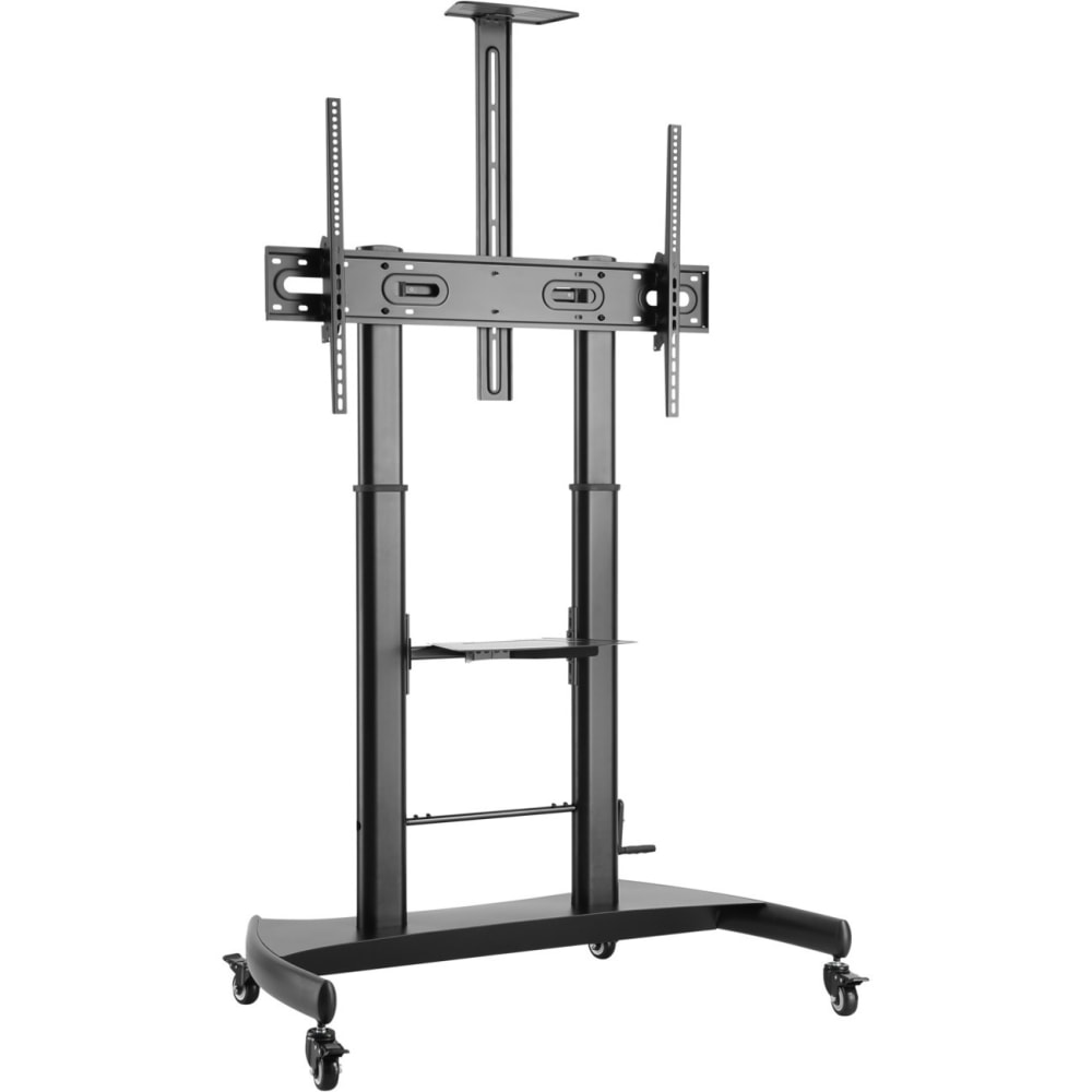 V7 TVCART2 Pro TV Cart, up to 100 inch displays, Height Adjustable - Up to 100in Screen Support - 220 lb Load Capacity - 91.3in Height x 28in Width - Powder Coated - Steel, Plastic - Matte Black