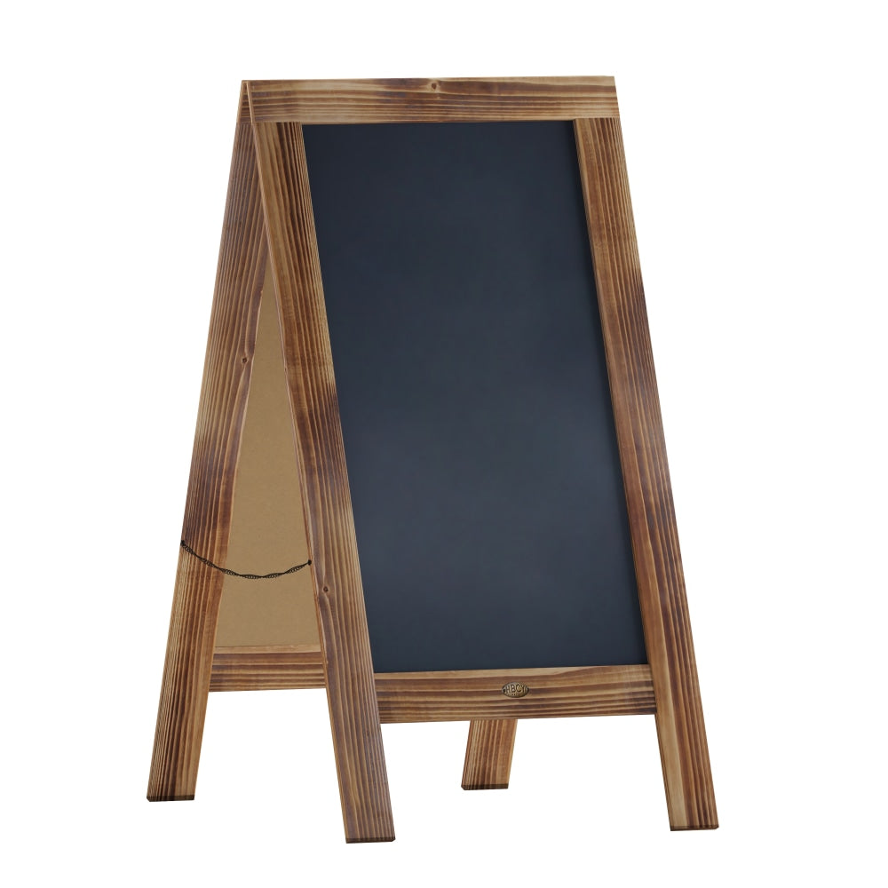 Flash Furniture Canterbury Vintage Wooden A-Frame Magnetic Indoor/Outdoor Chalkboard Sign, Porcelain Steel, 40in x 20in, Rustic Brown Frame